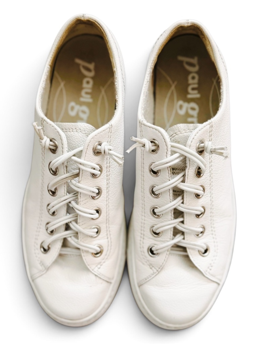 paul green hadley sneaker white leather low top lace up women's 7.5 luxury shoes